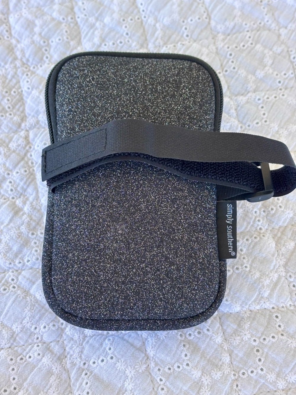 Simply Southern Mini Crossbody Bag Black Glitter with Pink Accent - Picture 11 of 17